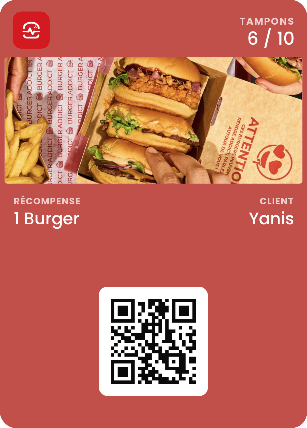Carte de fidélité Burger Addict dans Apple Wallet