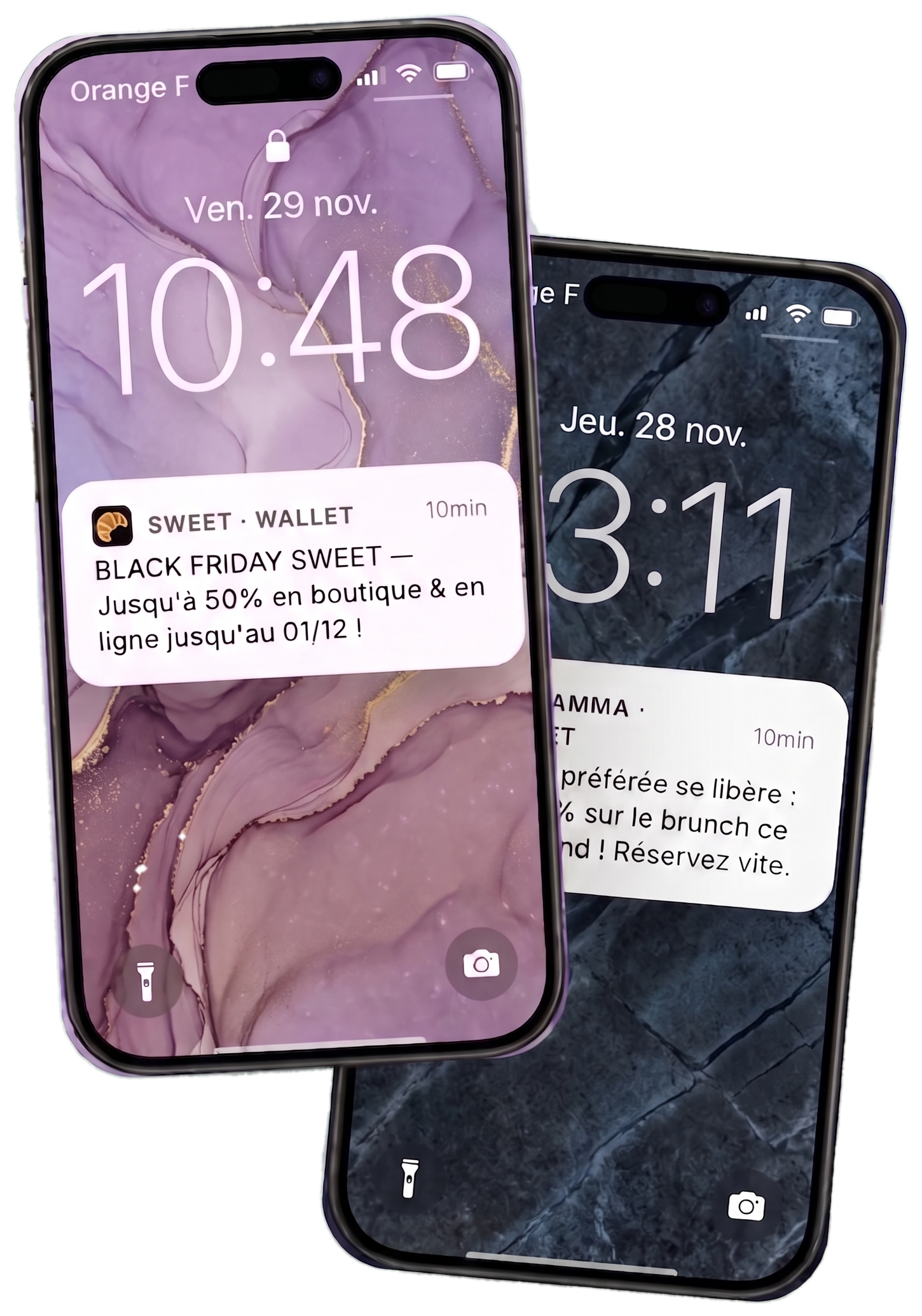 Notifications Wallet sur l'écran verrouillé d'un iPhone